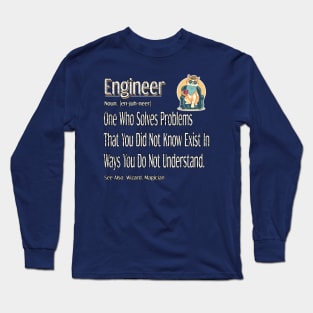 Funny Engineer Definition Awesome engineering Gift For Cat Lovers Long Sleeve T-Shirt